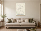 Kerhonkson Street Map Poster at A1, in a natural wood frame, in a sitting room