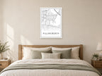 Killingworth Town Centre Street Map Poster at A1, as a poster, above a bed