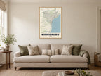 Kirkcaldy Street Map Poster at A1, in a natural wood frame, in a sitting room