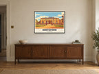 Tatton Hall, Knutsford Poster at A1, in a black frame, above a sideboard