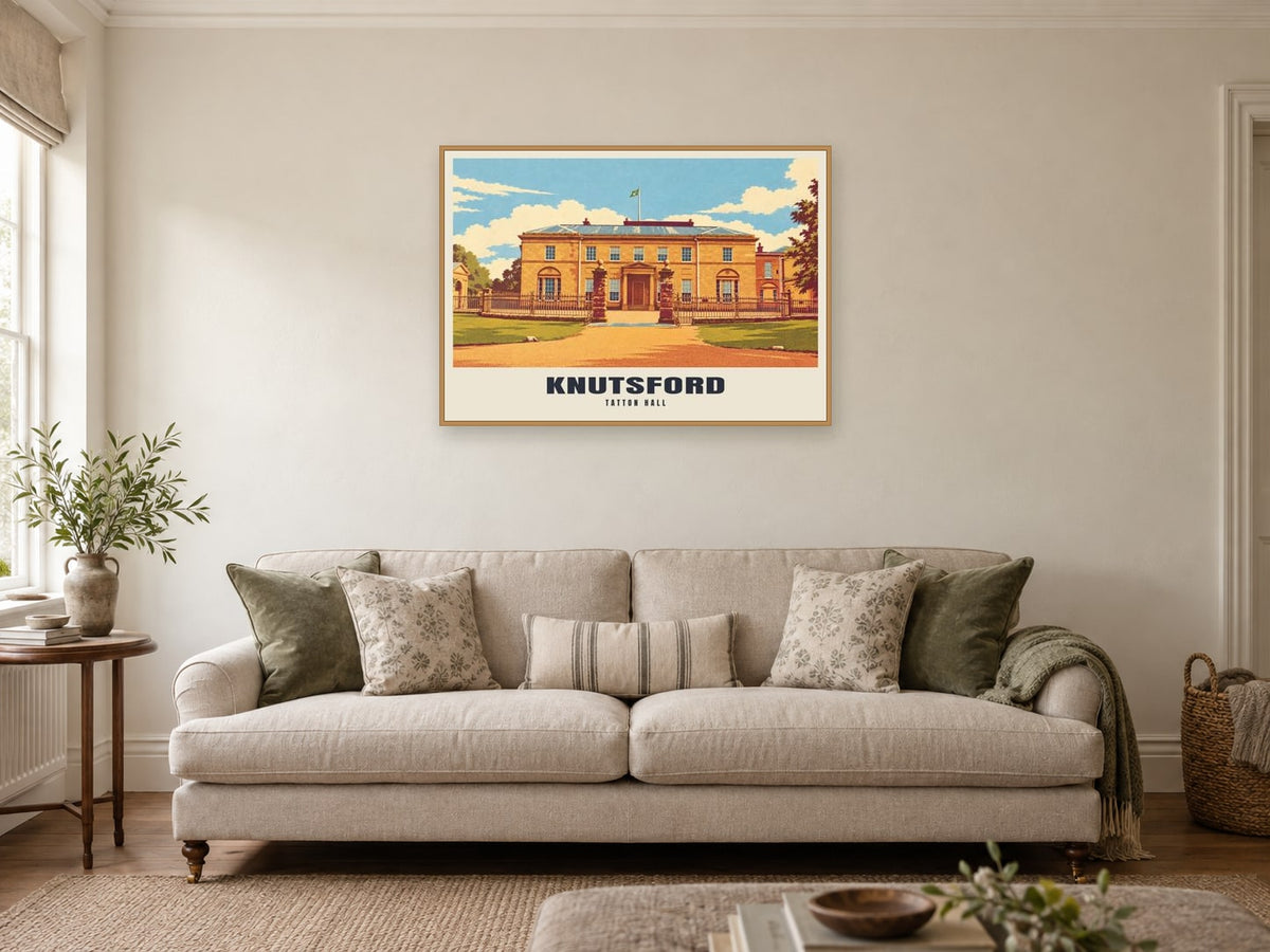 Tatton Hall, Knutsford Poster at A1, in a natural wood frame, in a sitting room