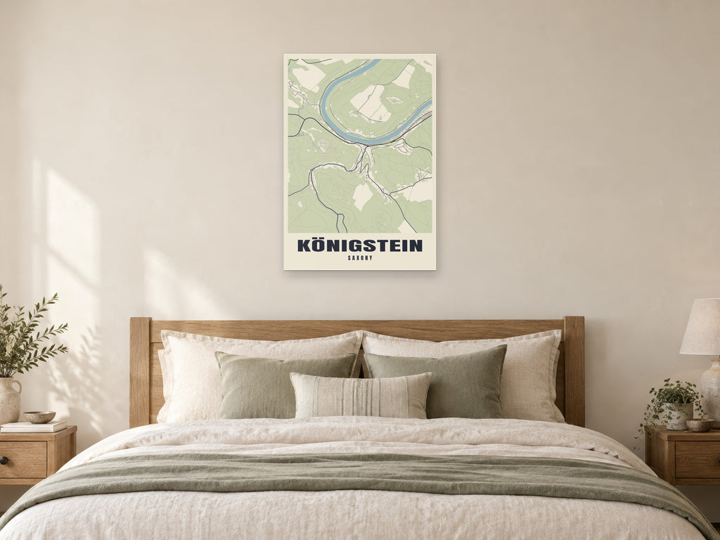 Königstein Street Map Poster at A1, as a poster, above a bed