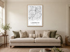 Lambeth Street Map Poster at A1, in a natural wood frame, in a sitting room
