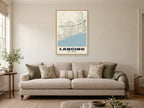 Lancing Street Map Poster at A1, in a natural wood frame, in a sitting room