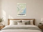Langney Street Map Poster at A1, as a poster, above a bed