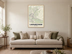 Laverstock Street Map Poster at A1, in a natural wood frame, in a sitting room