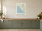 Lee-on-the-Solent Street Map Poster at A1, in a white frame, in a kitchen