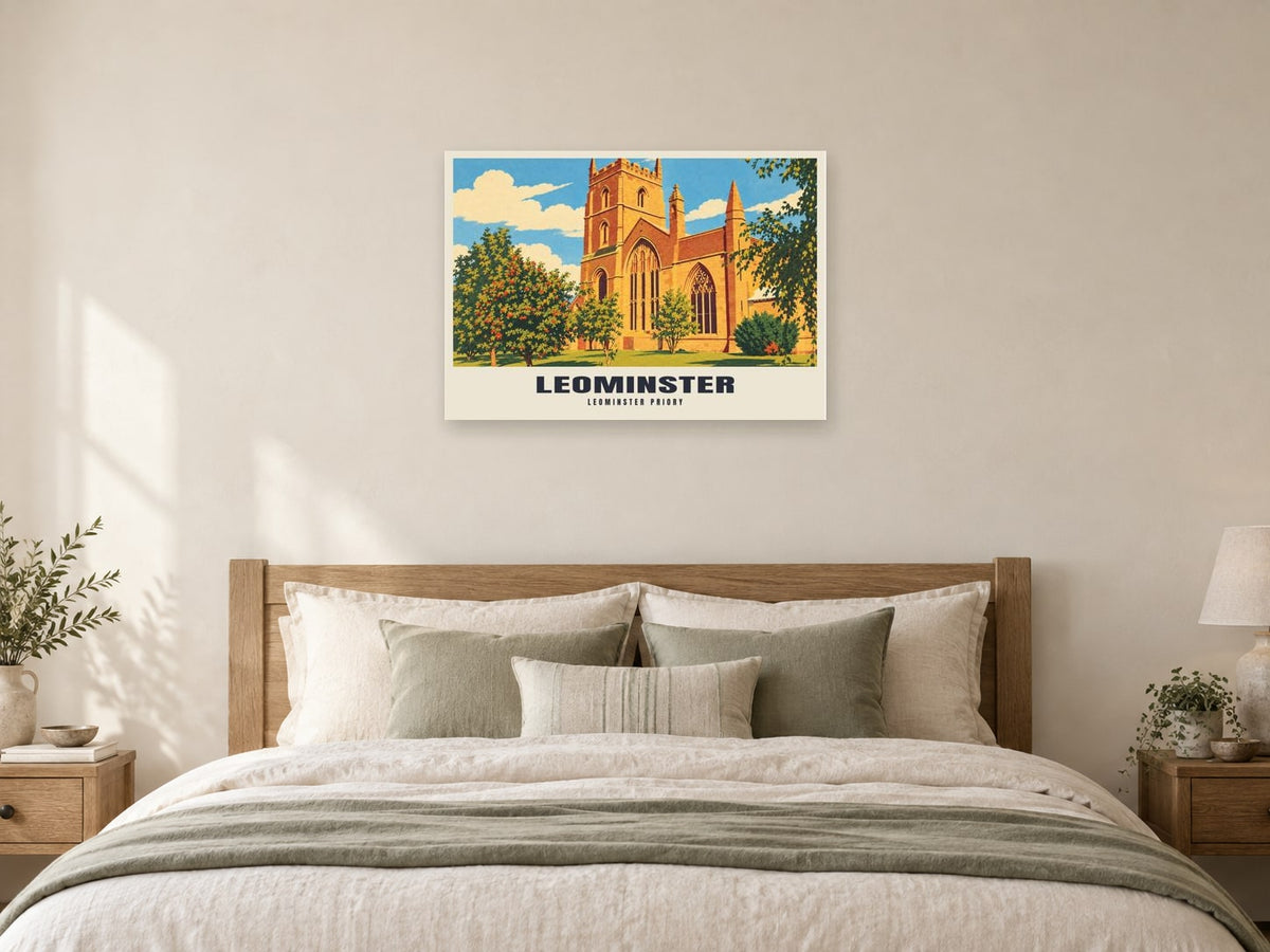 Leominster Priory Poster at A1, as a poster, above a bed