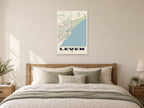 Leven Street Map Poster at A1, as a poster, above a bed