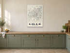 Lille Street Map Poster at A1, in a white frame, in a kitchen