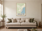Limone sul Garda Street Map Poster at A1, in a natural wood frame, in a sitting room