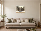 The Stonebow, Lincoln, 1890s Heritage Print at A2, in a natural wood frame, in a sitting room