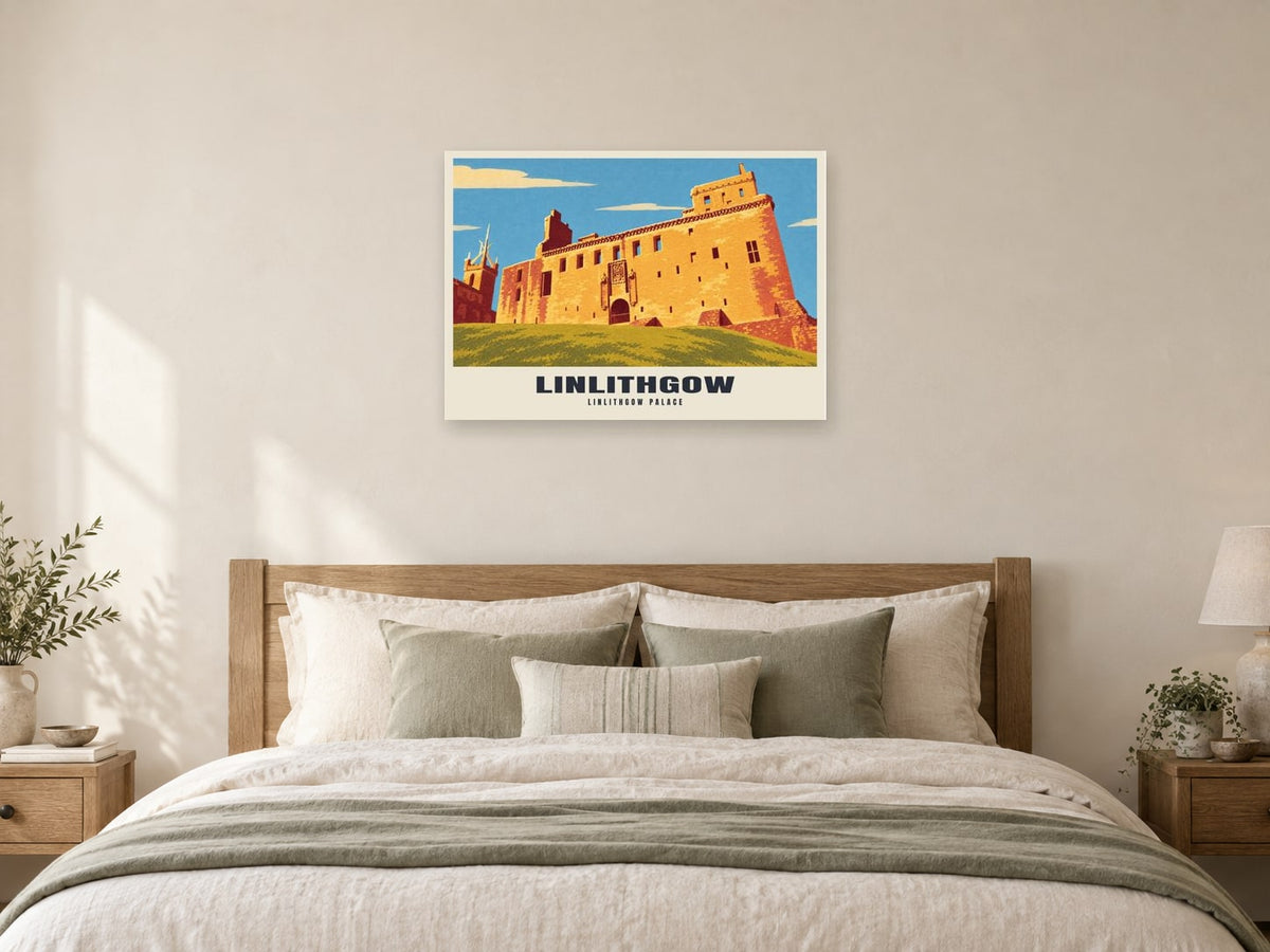 Linlithgow Palace Poster at A1, as a poster, above a bed