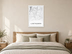 Linthorpe Village Centre Street Map Poster at A1, as a poster, above a bed
