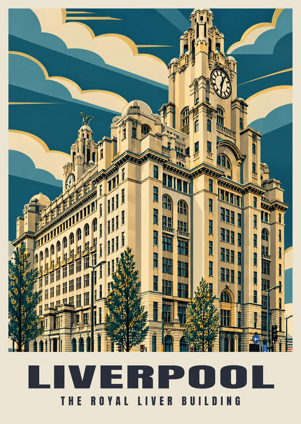 Cartel Art Déco del Royal Liver Building, Liverpool