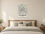 Los Angeles Street Map Poster at A1, as a poster, above a bed