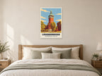 Loughborough Carillon Poster at A1, as a poster, above a bed