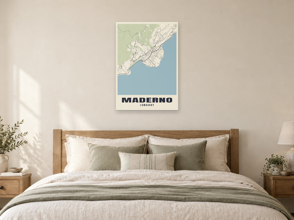 Maderno Street Map Poster at A1, as a poster, above a bed