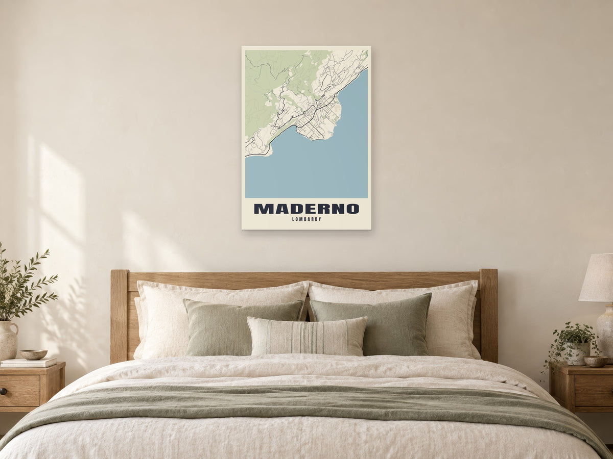 Maderno Street Map Poster at A1, as a poster, above a bed
