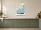 Maderno Street Map Poster at A1, in a white frame, in a kitchen