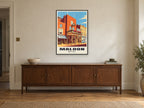 Moot Hall, Maldon Poster at A1, in a black frame, above a sideboard
