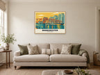 Salford Quays, Manchester Poster at A1, in a natural wood frame, in a sitting room