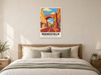 Mansfield Railway Viaduct Poster at A1, as a poster, above a bed