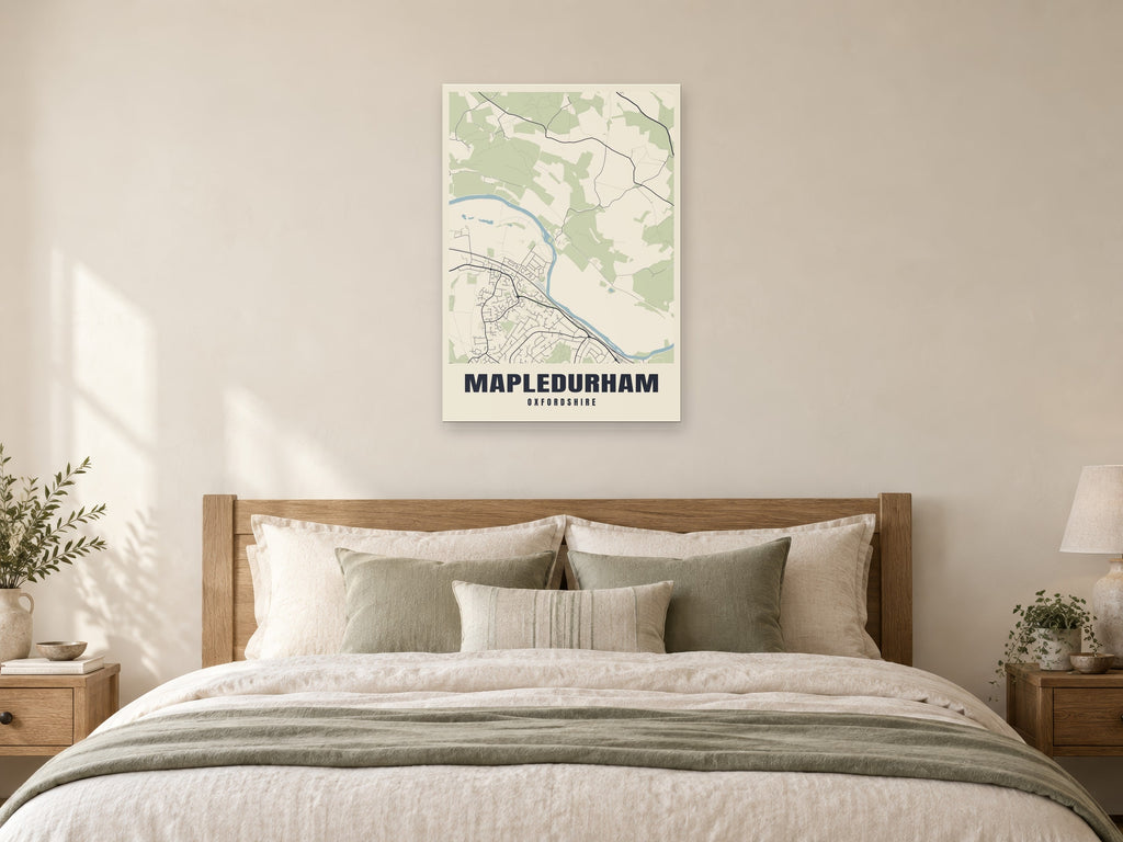 Mapledurham Street Map Poster at A1, as a poster, above a bed