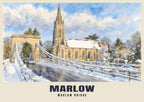 Marlow Suspension Bridge poster in the English Watercolour style