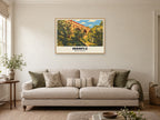 Marple Aqueduct Poster at A1, in a natural wood frame, in a sitting room