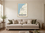 Maryport Street Map Poster at A1, in a natural wood frame, in a sitting room