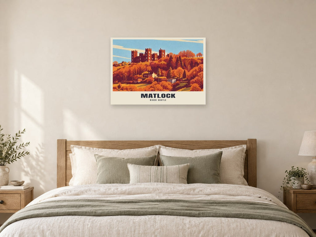 Riber Castle, Matlock Poster at A1, as a poster, above a bed
