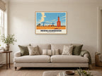 Transporter Bridge, Middlesbrough Poster at A1, in a natural wood frame, in a sitting room