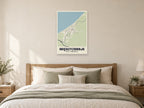 Międzyzdroje Street Map Poster at A1, as a poster, above a bed