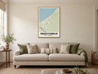 Międzyzdroje Street Map Poster at A1, in a natural wood frame, in a sitting room