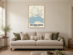 Milford Haven Street Map Poster at A1, in a natural wood frame, in a sitting room