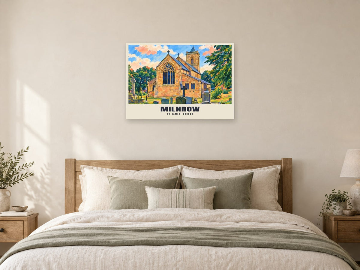 St James’ Church, Milnrow Poster at A1, as a poster, above a bed