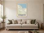 Minehead Street Map Poster at A1, in a natural wood frame, in a sitting room