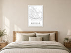 Mirfield Town Centre Street Map Poster at A1, as a poster, above a bed