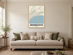 Monifieth Street Map Poster at A1, in a natural wood frame, in a sitting room