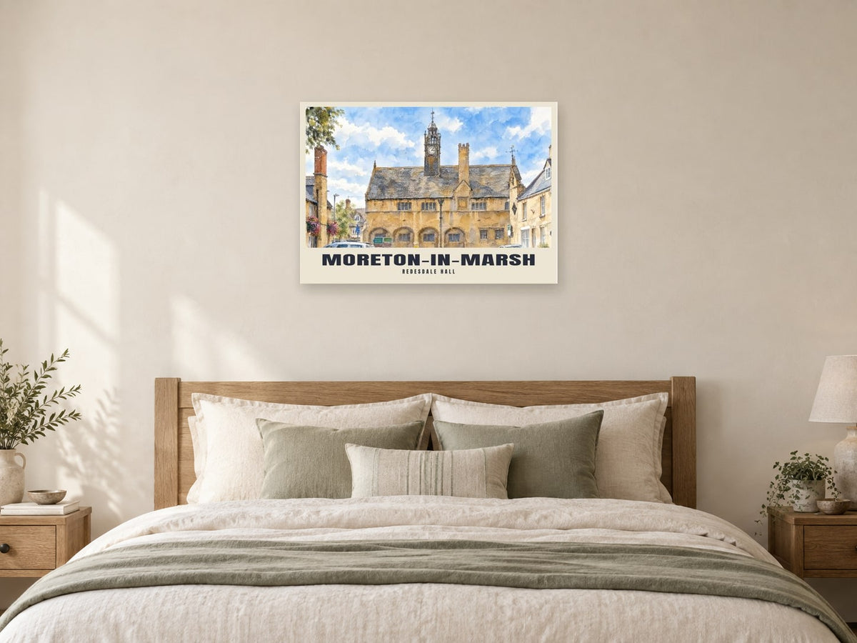 Redesdale Hall, Moreton-in-Marsh Poster at A1, as a poster, above a bed