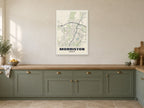 Morriston Street Map Poster at A1, in a white frame, in a kitchen