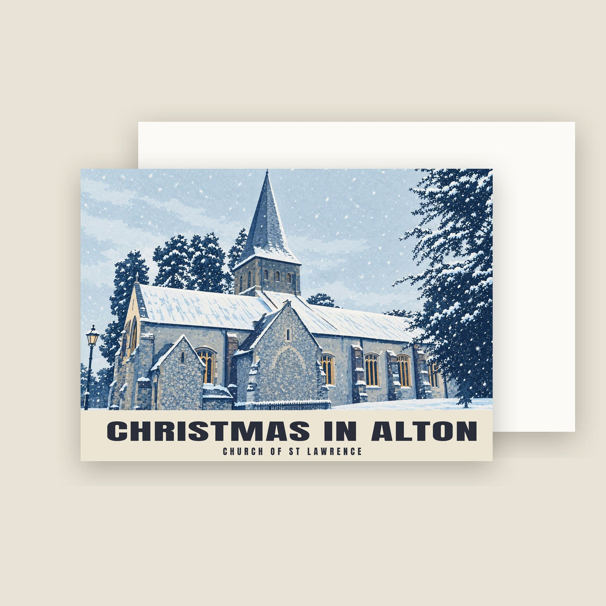 Church of St Lawrence, Alton Christmas card with its envelope