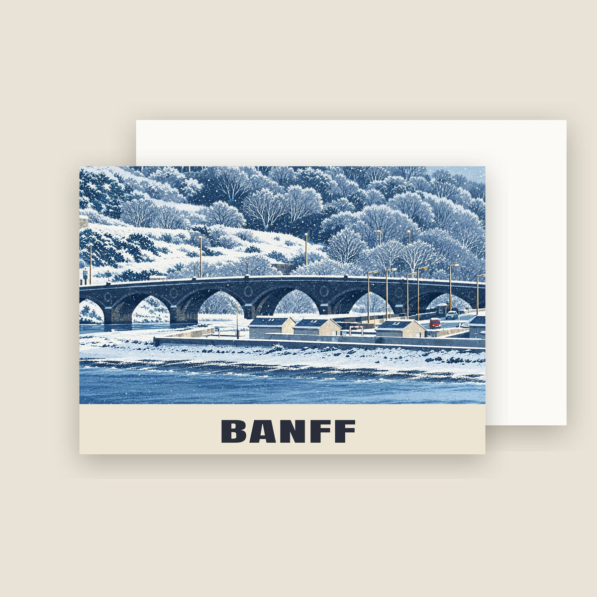 Banff Bridge Christmas card with its envelope