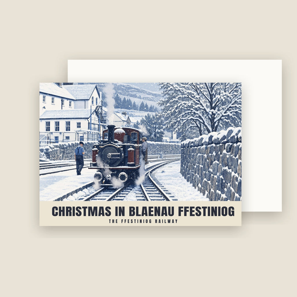 The Ffestiniog Railway, Blaenau Ffestiniog Christmas card with its envelope