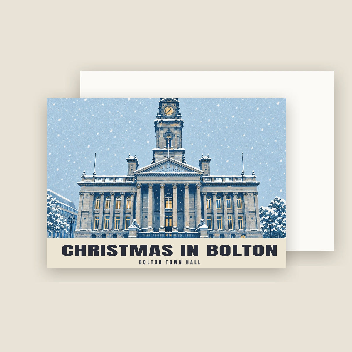 Bolton Town Hall Christmas card with its envelope