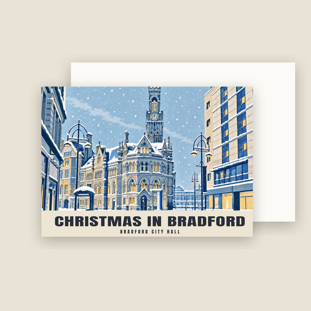 Bradford City Hall, Bradford Christmas card with its envelope