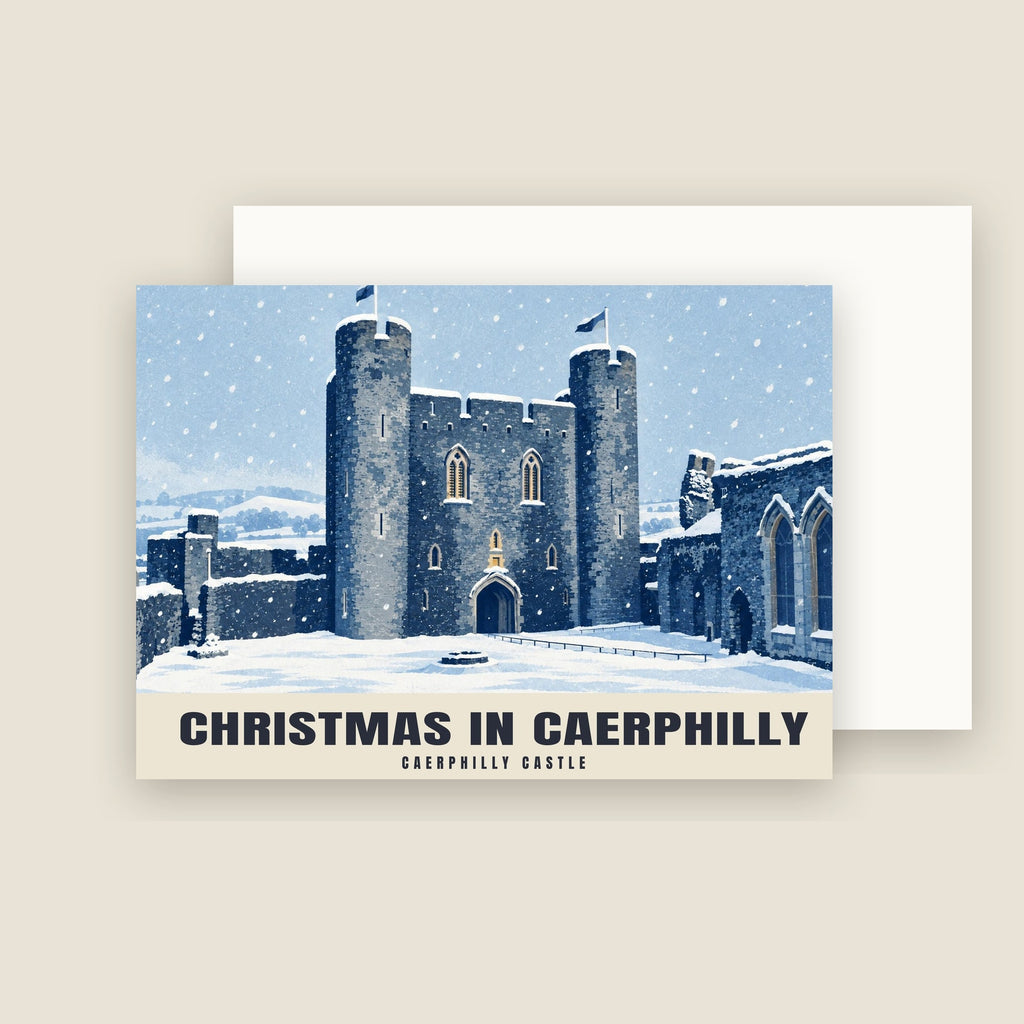 Caerphilly Castle Christmas card with its envelope