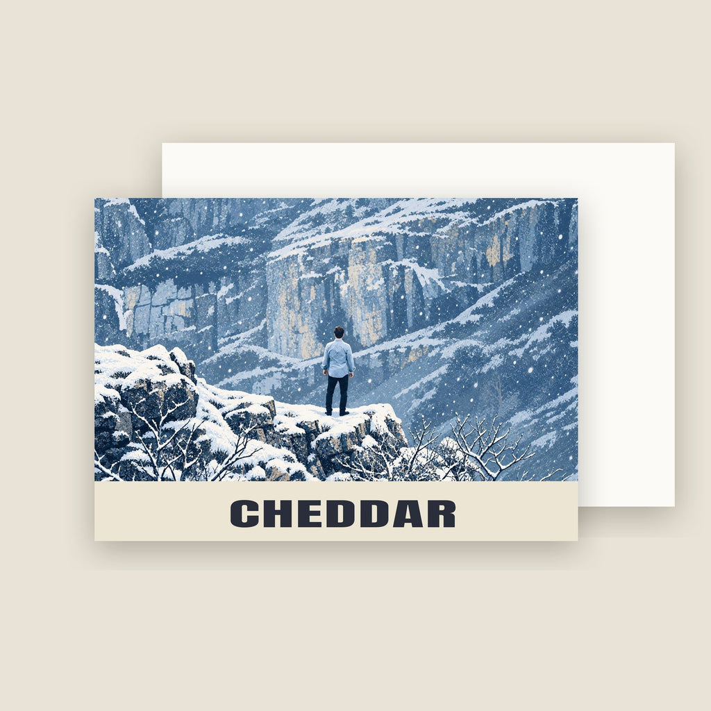 Cheddar Gorge Christmas card with its envelope