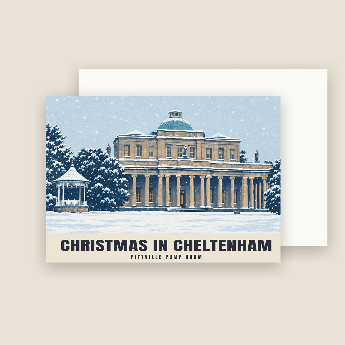 Pittville Pump Room, Cheltenham Christmas card with its envelope